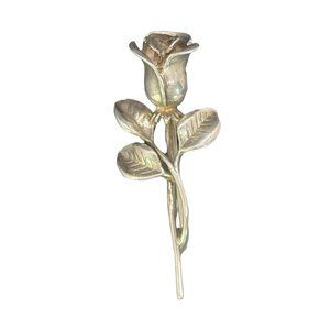 Vintage Sterling Sliver Blooming Rose Signed J. Ster Brooch Pin